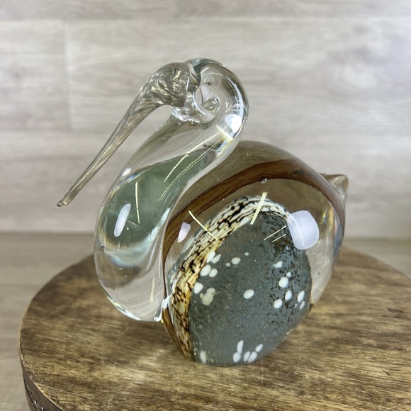 VTG Murano Style Hand Blown Glass Bird Pelican Paperweight 5" - Colorful Belly - Picture 9 of 12